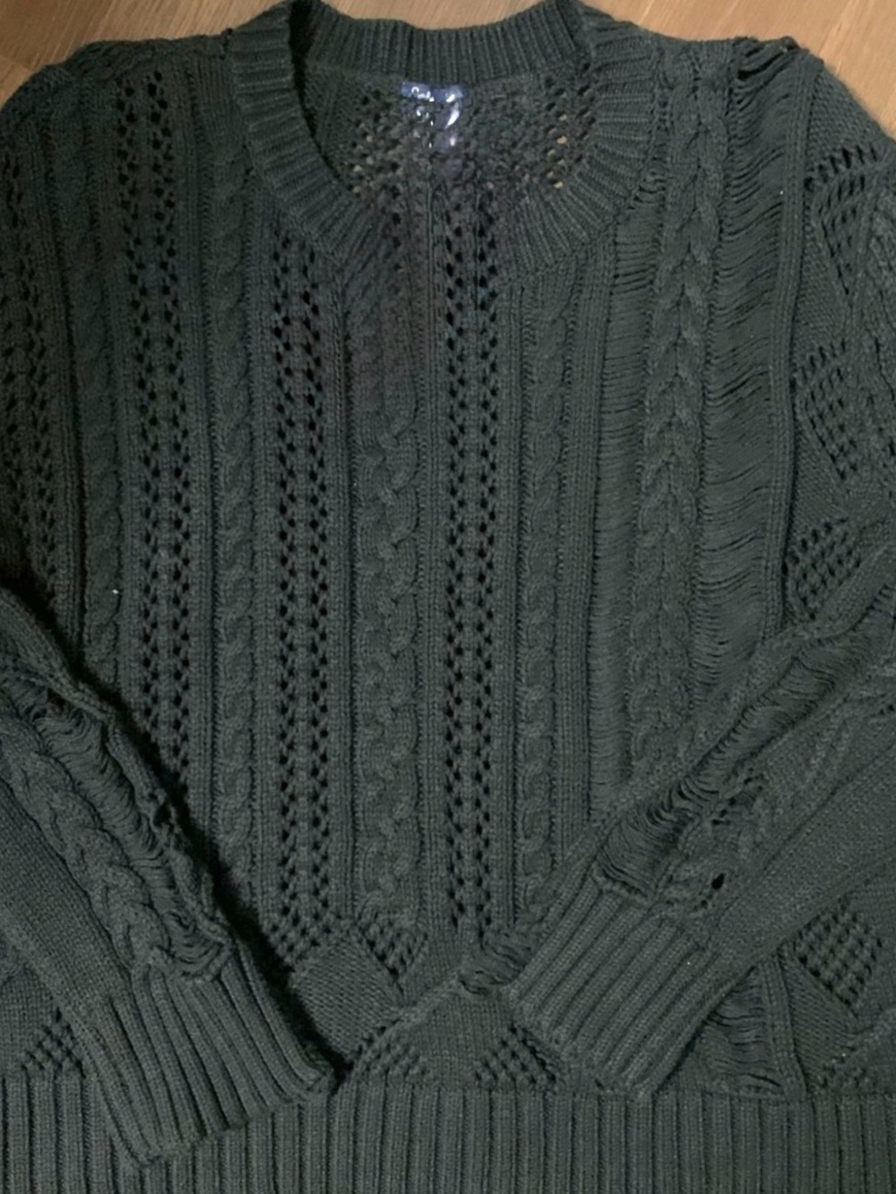 Splendid Black Cable-Knit Crew Neck Sweater